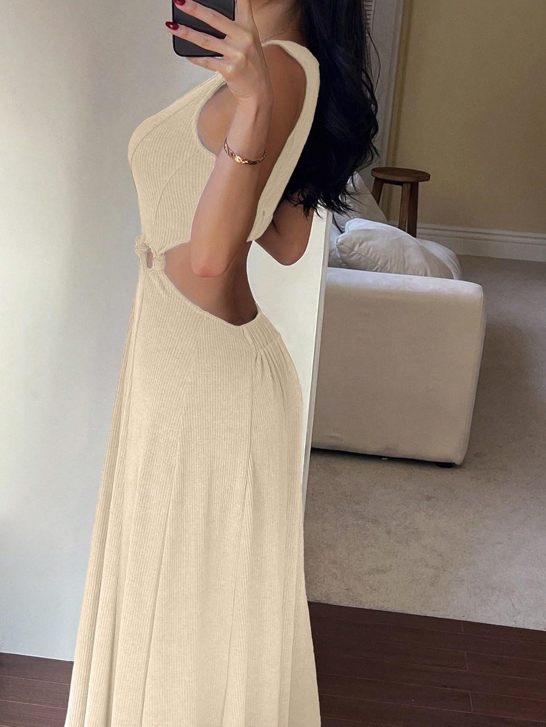 2025 Plain Maxi Long Dress for Women Sleeveless V-Neck Long Elegant Dress - Image 4