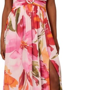 Adrianna Papell Women's Floral Chiffon Ring Gown