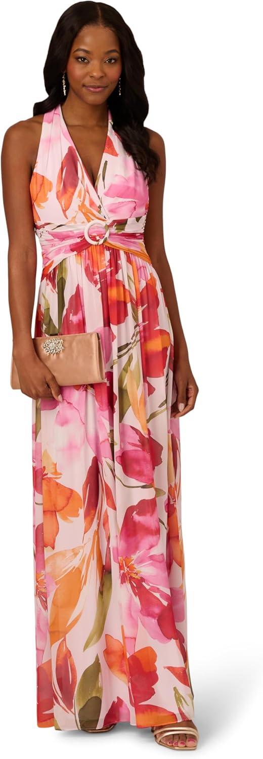 Adrianna Papell Women's Floral Chiffon Ring Gown - Image 4