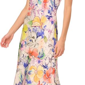 Adrianna Papell Women's Printed Satin Long Dress