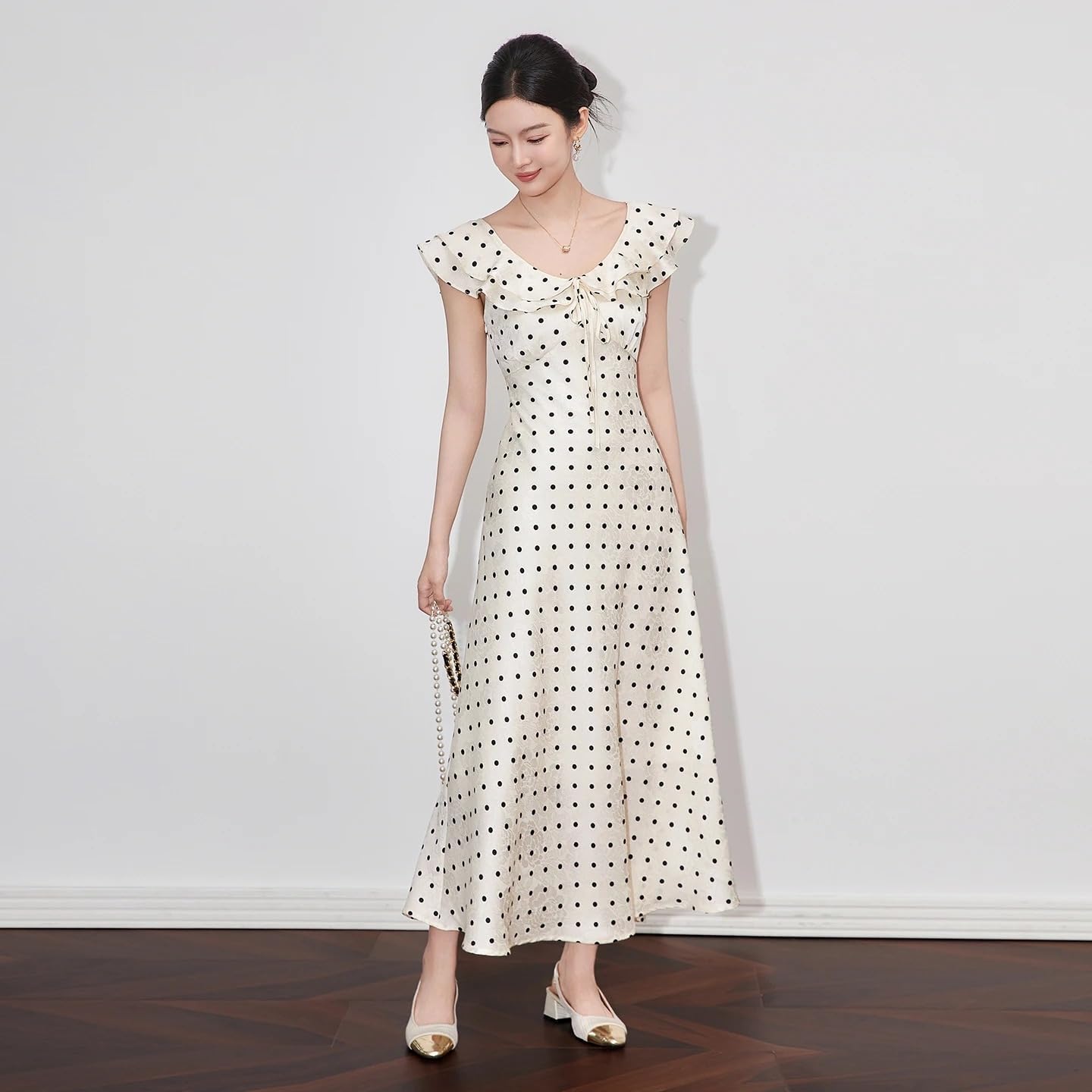 AHEHSAAO Summer Women's Dress Short Sleeve Print Ruffle Slim Fit Retro Maxi Dress - Image 2