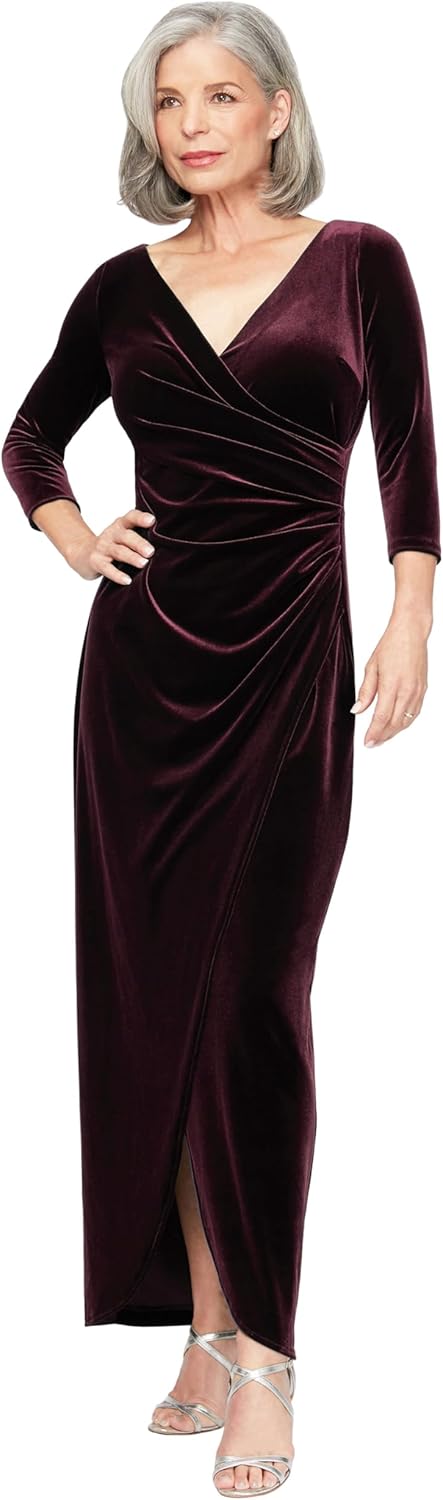 Alex Evenings Women's Long 3\/4 Sleeve Velvet Dress - Image 8