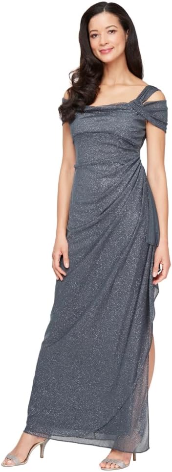Alex Evenings Women's Long Cold Shoulder Dress, Mother of The Bride, Formal Events, (Petite and Regular Sizes) - Image 17