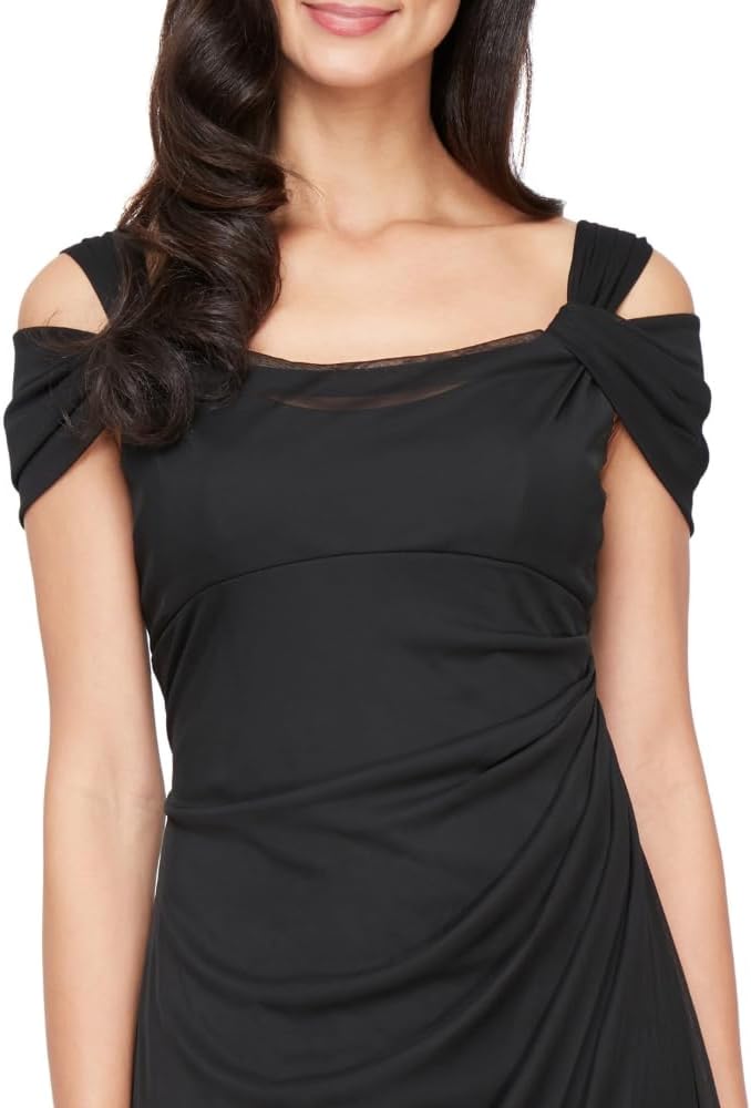 Alex Evenings Women's Long Cold Shoulder Dress, Mother of The Bride, Formal Events, (Petite and Regular Sizes) - Image 3