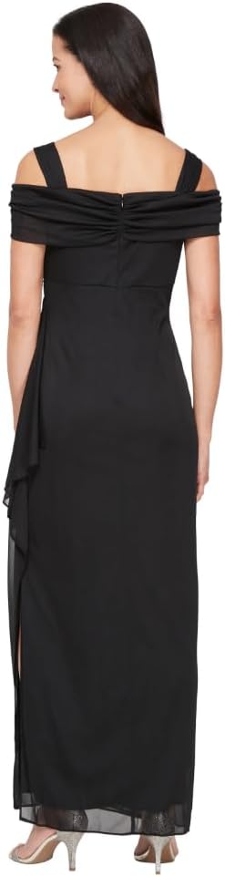 Alex Evenings Women's Long Cold Shoulder Dress, Mother of The Bride, Formal Events, (Petite and Regular Sizes) - Image 2