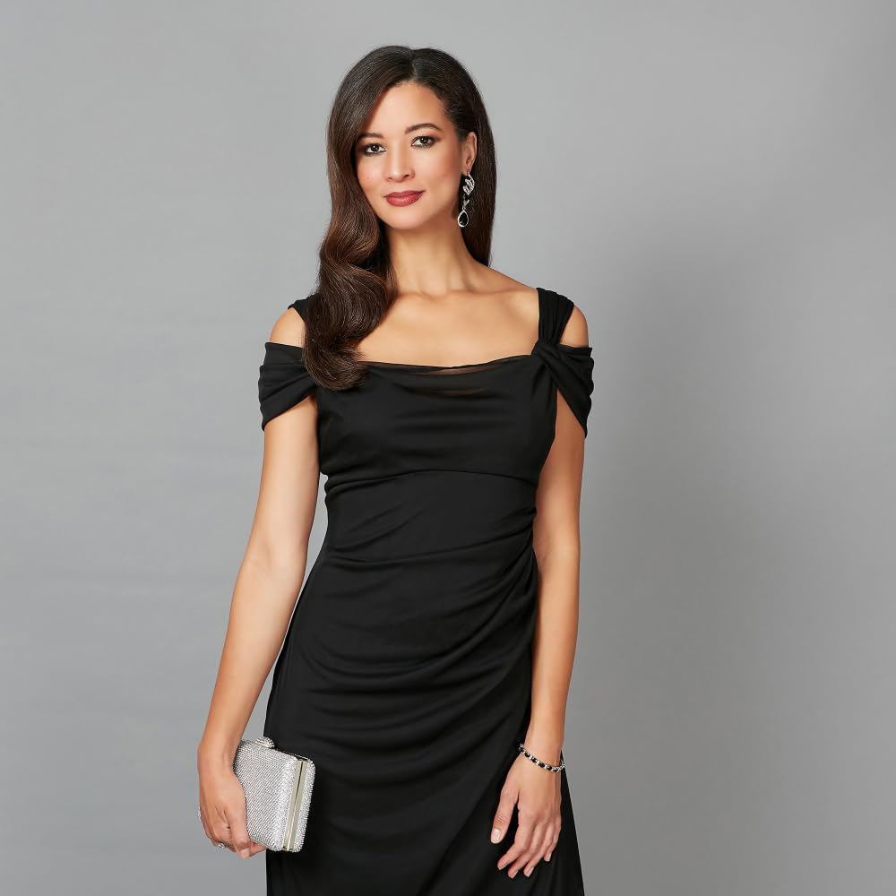 Alex Evenings Women's Long Cold Shoulder Dress, Mother of The Bride, Formal Events, (Petite and Regular Sizes) - Image 4