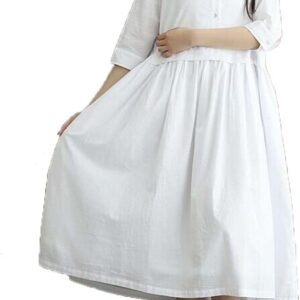 Angel&Lily Loose Fitting Princess Button Up Boho Maxi Long Dress plus1x-10x(SZ16-52)