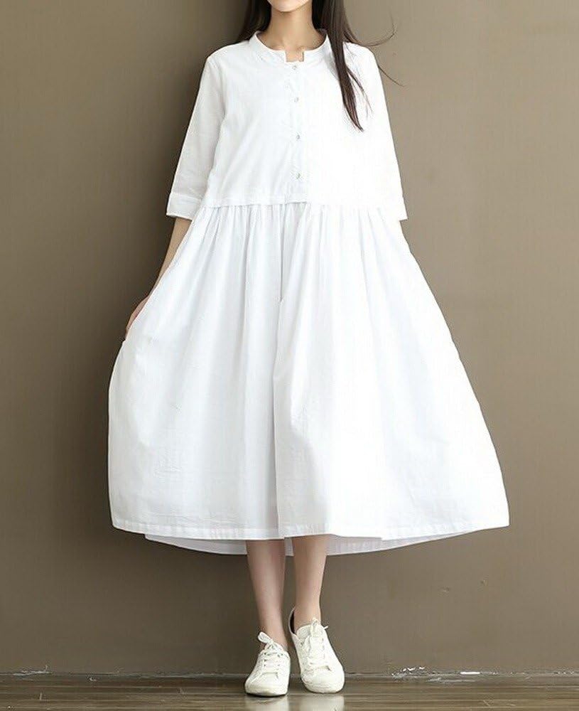 Angel&Lily Loose Fitting Princess Button Up Boho Maxi Long Dress plus1x-10x(SZ16-52) - Image 3