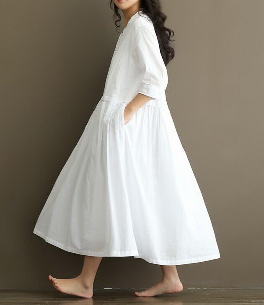 Angel&Lily Loose Fitting Princess Button Up Boho Maxi Long Dress plus1x-10x(SZ16-52) - Image 2