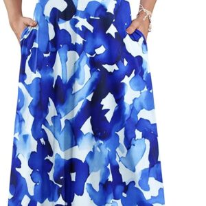 AUSELILY Maxi Dresses for Women Ankle Length Floral Print Beach Long Flowy Dress with Pockets