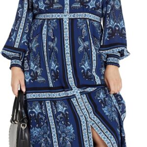 Avenue Women's Plus Size Serene Placement Sleeved Maxi Dress