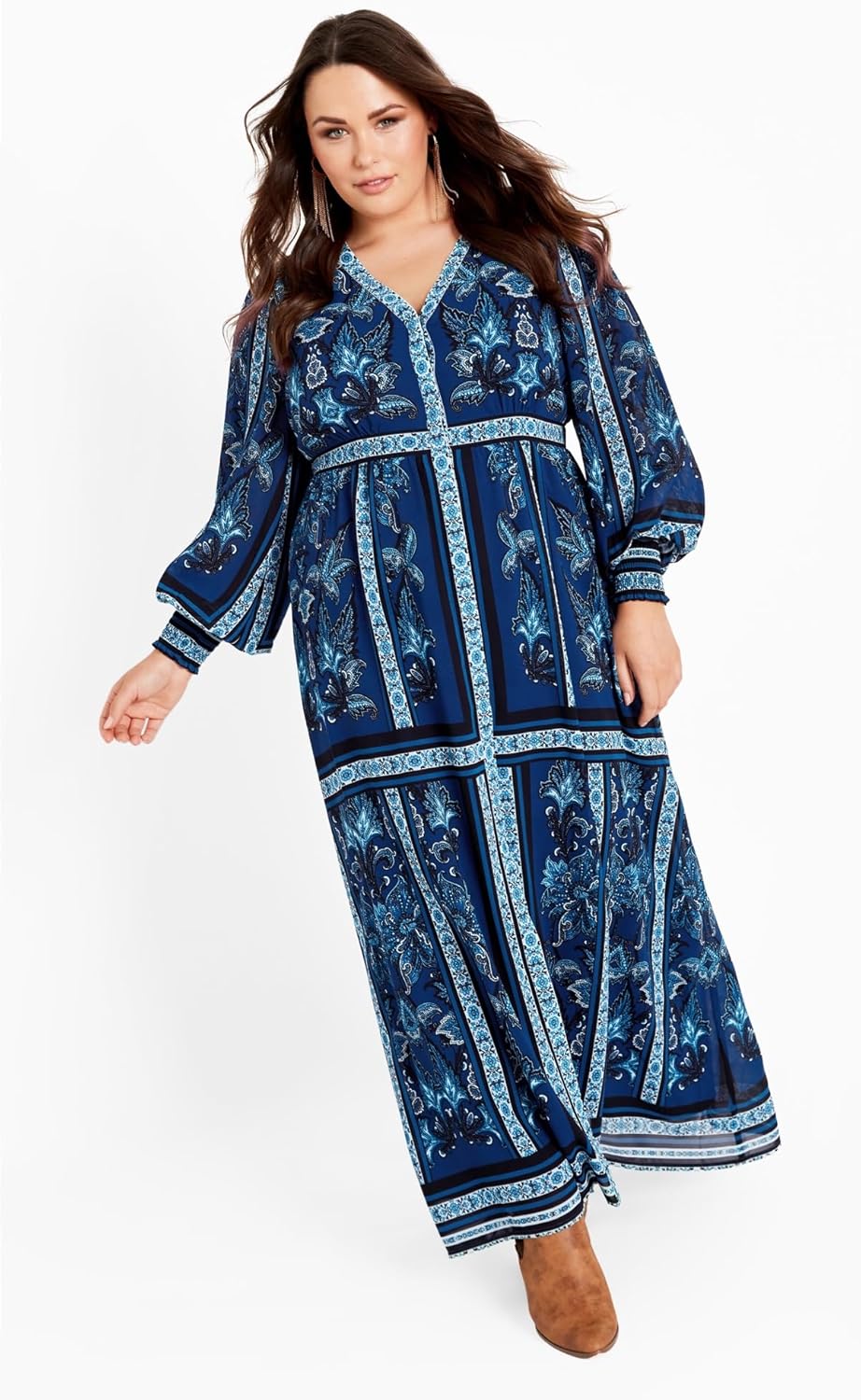 Avenue Women's Plus Size Serene Placement Sleeved Maxi Dress - Image 2