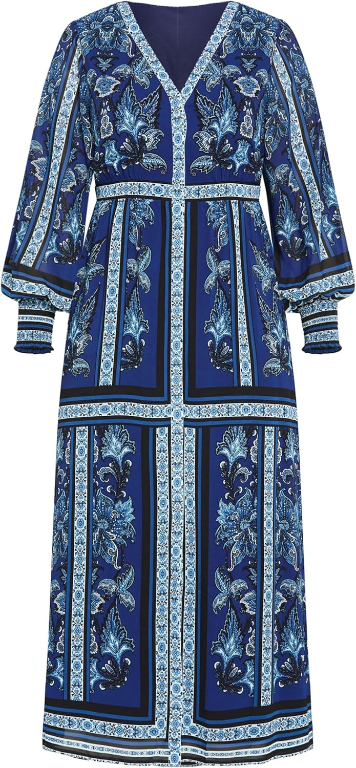 Avenue Women's Serene Placement Sleeved Maxi Dress - Image 4