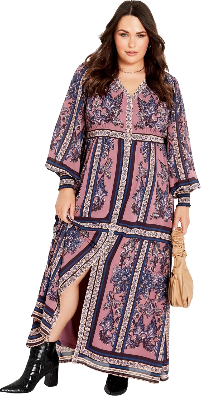 Avenue Women's Serene Placement Sleeved Maxi Dress - Image 6