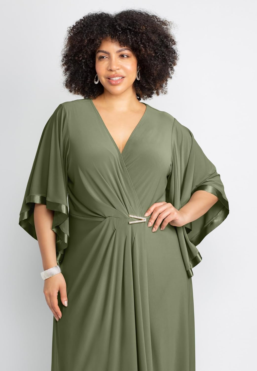 Catherines Women's Plus Size V-Neck Twist Maxi Dress - Image 4
