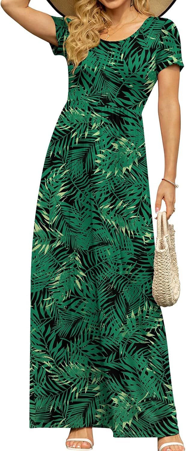 DB MOON Womens 2025 Summer Maxi Dresses Casual Short Sleeve Empire Waist Spring Long Dress with Pockets - Image 16