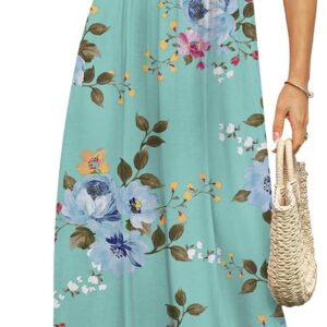 DB MOON Womens 2025 Summer Maxi Dresses Casual Short Sleeve Empire Waist Spring Long Dress with Pockets