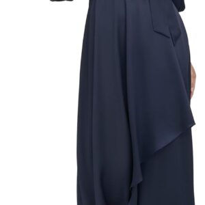 DKNY Women's Balloon Sleeve Satin Faux Wrap Maxi Dress