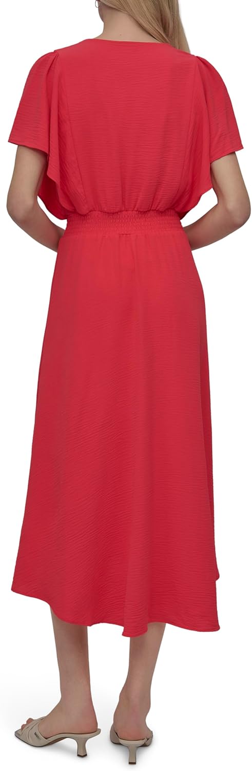 DKNY Women's Flutter Sleeve V-Neck Fit & Flare Maxi Dress - Image 4