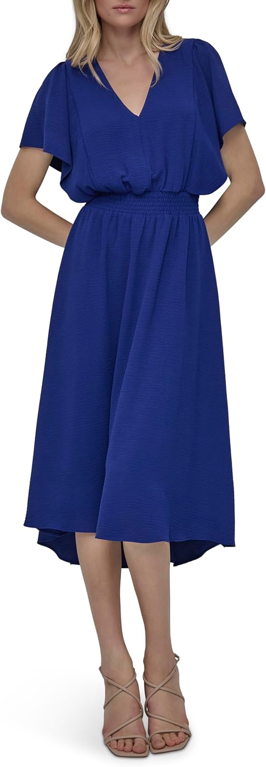 DKNY Women's Flutter Sleeve V-Neck Fit & Flare Maxi Dress - Image 7