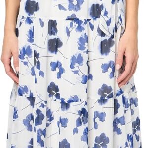 DKNY womens Tiered Double V-neck Sleeveless Dress