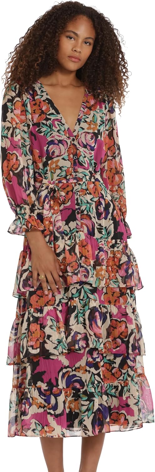 Donna Morgan Women's V-Neck Tiered Skirt Maxi Day Dress Event Party Night Out Guest of - Image 4