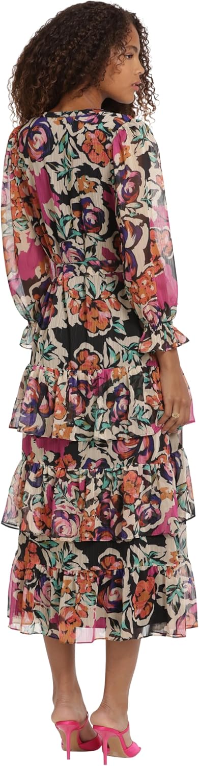 Donna Morgan Women's V-Neck Tiered Skirt Maxi Day Dress Event Party Night Out Guest of - Image 3