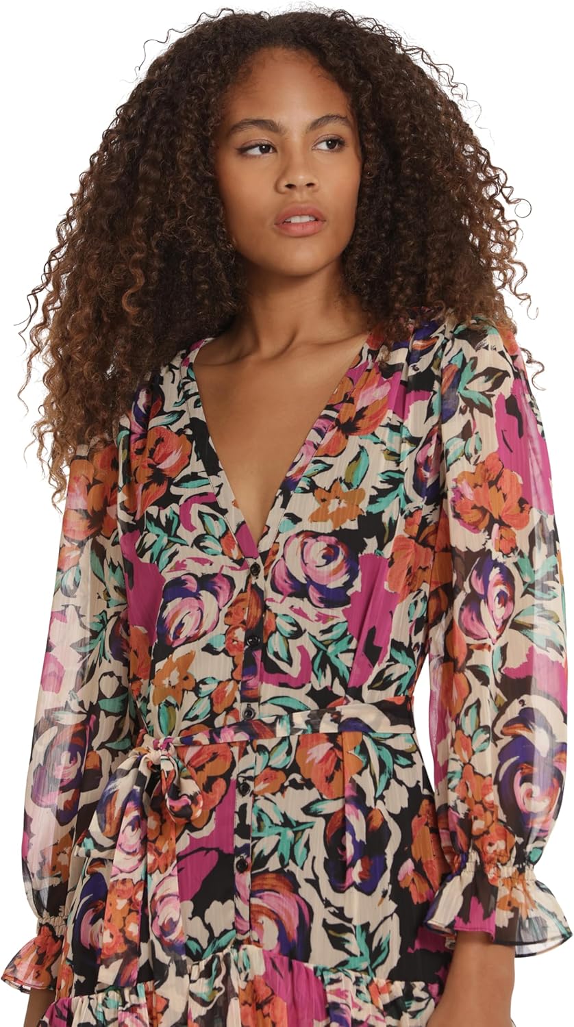 Donna Morgan Women's V-Neck Tiered Skirt Maxi Day Dress Event Party Night Out Guest of - Image 5