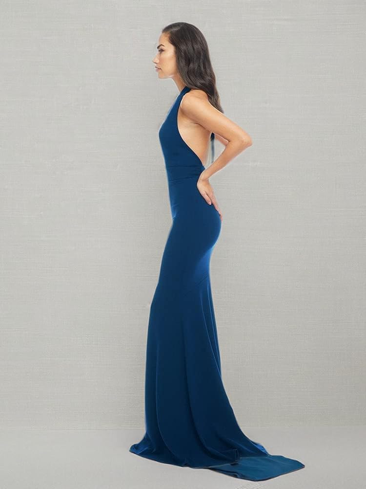 Dress the Population Women's Camden Deep Plunge Neckline Halter Bodycon Maxi Dress - Image 4