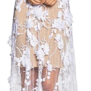 Dress the Population Women's Embellished Plunging Gown Sleeveless Floral Long Dress