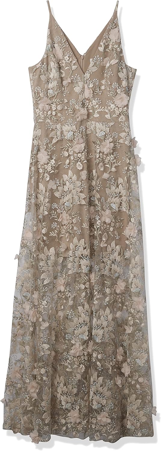 Dress the Population Women's Embellished Plunging Gown Sleeveless Floral Long Dress - Image 12