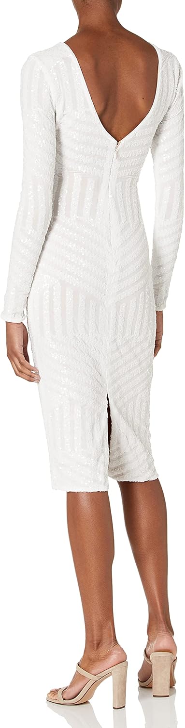 Dress the Population Women's Emery Long Sleeve Stretch Sequin Midi Sheath - Image 2