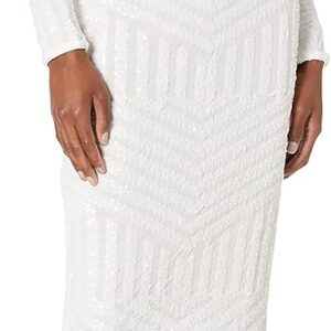 Dress the Population Women's Emery Long Sleeve Stretch Sequin Midi Sheath