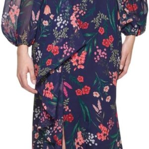 Eliza J Women's Balloon Sleeve High Neck Cascade Maxi Dress