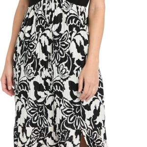 Halter Maxi Dress W\/Printed Skirt, Side Slit & Open Back - Sleeveless Summer Dress for Women