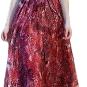 Hndudnff Ladies Boho Print V Neck Chiffon Maxi Dress