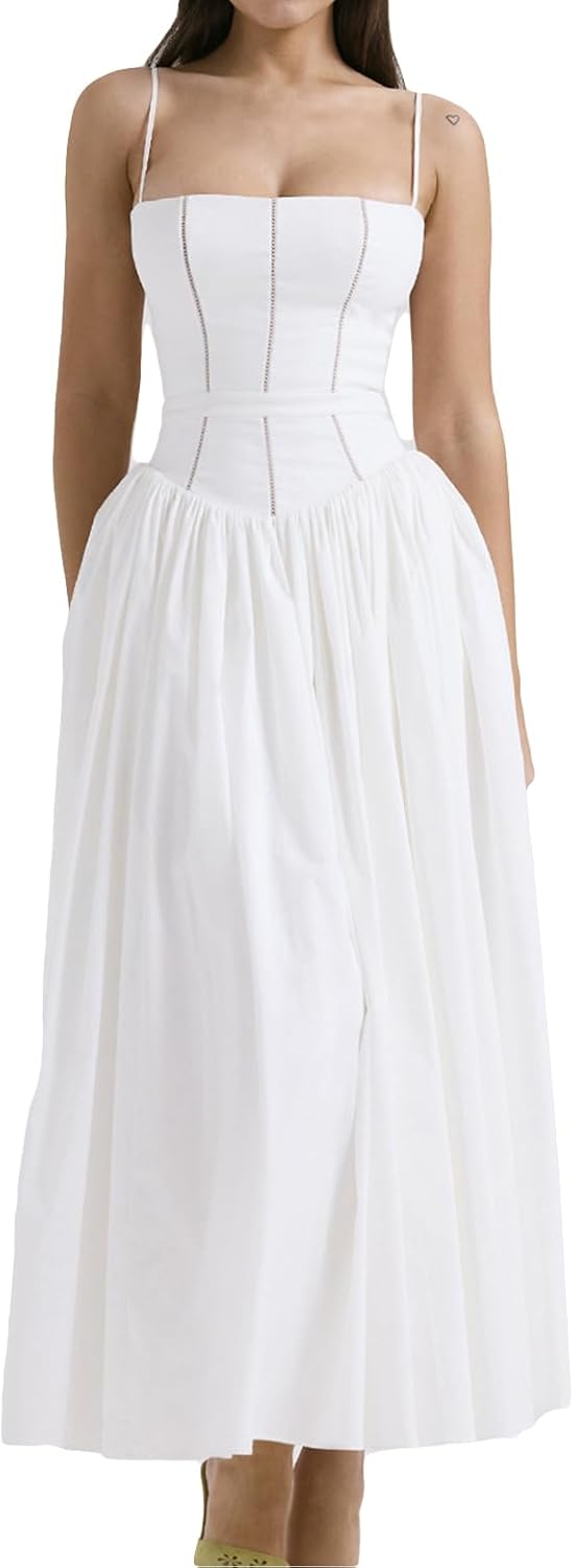 houstil Women's Strap Casual Wedding Guest Summer Dress Maxi Corset Holiday Party Beach Cocktail Evening Dresses - Image 8