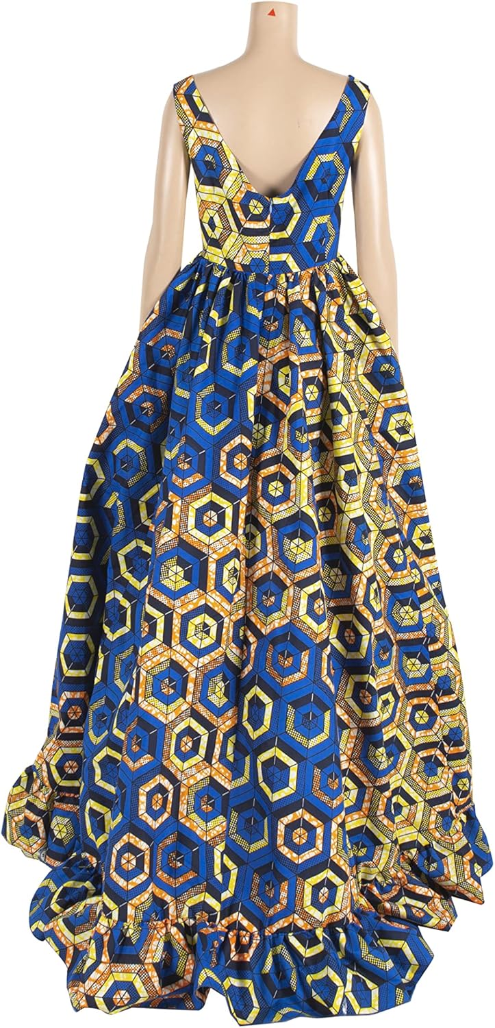 iooiooi African Dresses for Women Party Robe Plus Size Print Dashiki Dinner Dress - Image 4