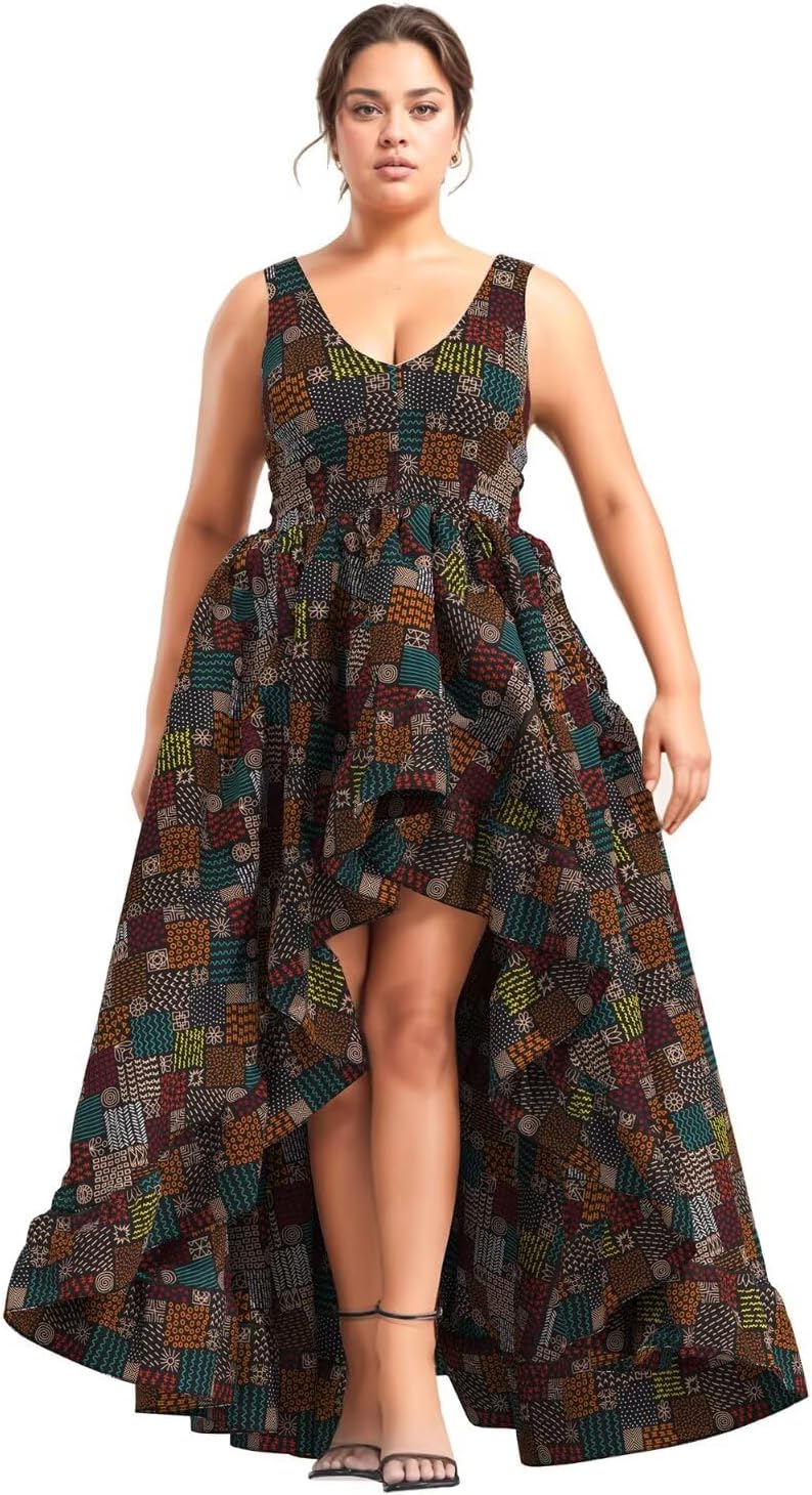 iooiooi African Dresses for Women Party Robe Plus Size Print Dashiki Dinner Dress - Image 12