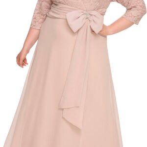 Jessica Howard Women's Lace 3\/4 Sleeve V-Neck Maxi Gown \u2013 Special Occasion Dress