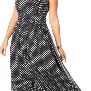 Jessica London Women's Plus Size Petite Georgette Flyaway Maxi Dress - 12 W, Black Polka Dot