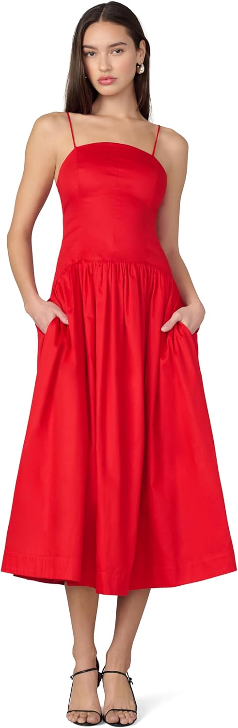Joe's Women's The Mara Fit and Flare Thin Strap Maxi Dress with Pockets