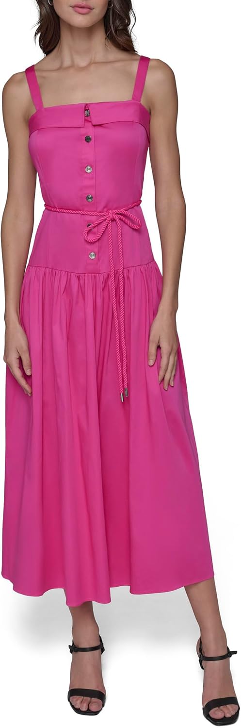 KARL LAGERFELD Women's Sleeveless Rope Belt A-line Maxi Dress - Image 7