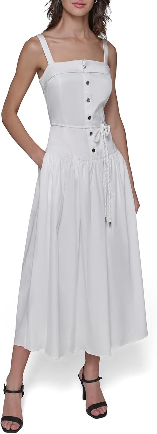 KARL LAGERFELD Women's Sleeveless Rope Belt A-line Maxi Dress - Image 8