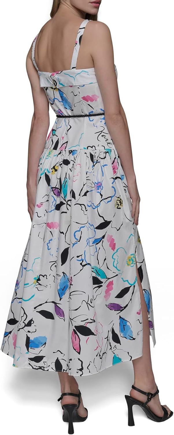 KARL LAGERFELD Women's Sleeveless Rope Belt A-line Maxi Dress - Image 4