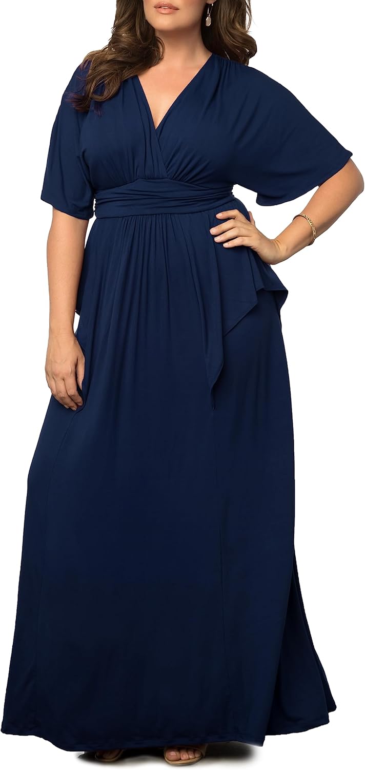 Kiyonna Plus Size Indie Flair Maxi Dress | Women's Boho Long Dress for Wedding Guest, Cocktail, Party, or Work