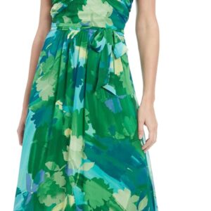 London Times Women's Halter Neck Empire Waist Maxi Crossed Neckline-Flowing Chiffon Summer Wedding Guest Dress