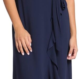 London Times Women's Petite Soft and Flowy Feminine Ruffle Hi-Low Faux Wrap Maxi Dress