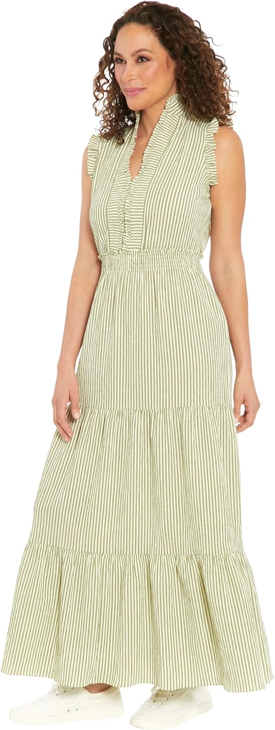 London Times Women's Smocked Waist Boho Flattering Ruffle Maxi - Image 2