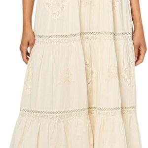Lucky Brand Women's Embroidered Lace Tiered Maxi Dress